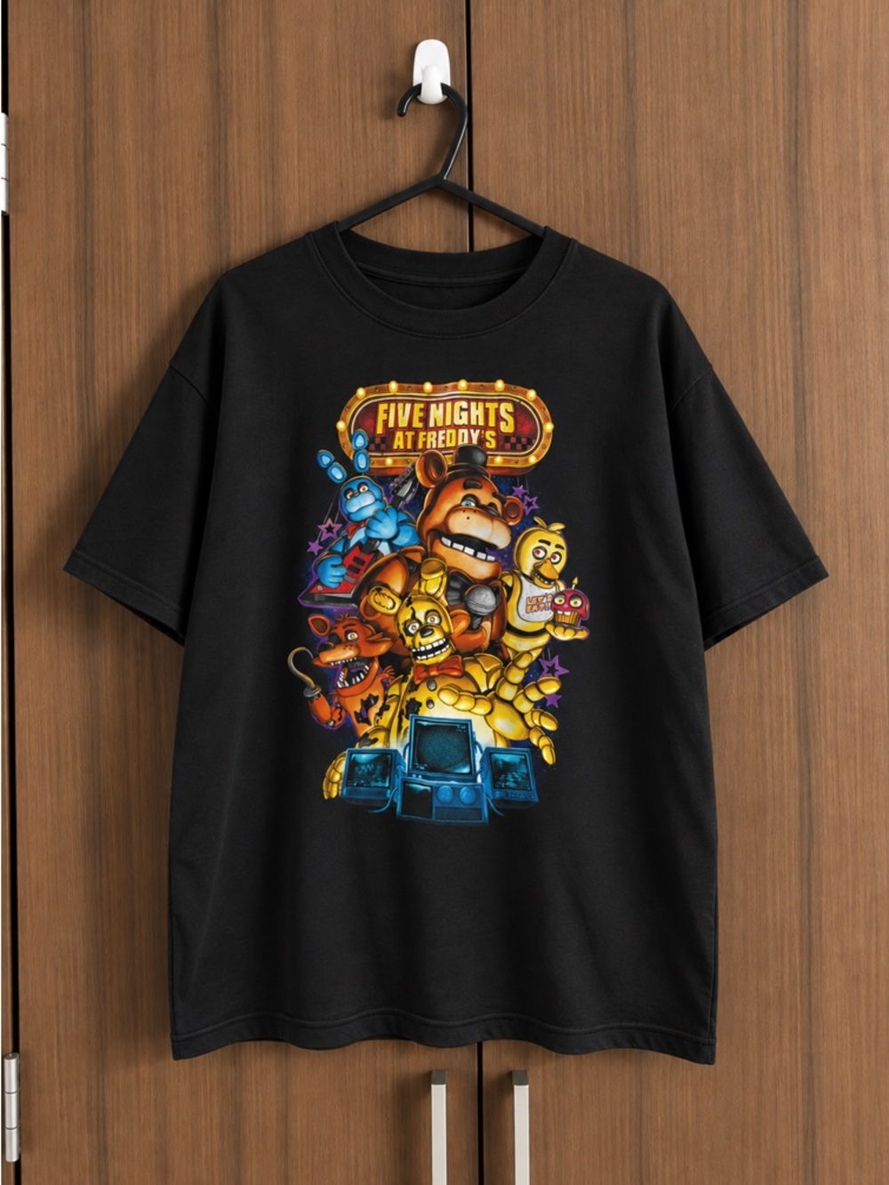Five Nights at Freddys Animatronic Horror Game Black T-Shirt